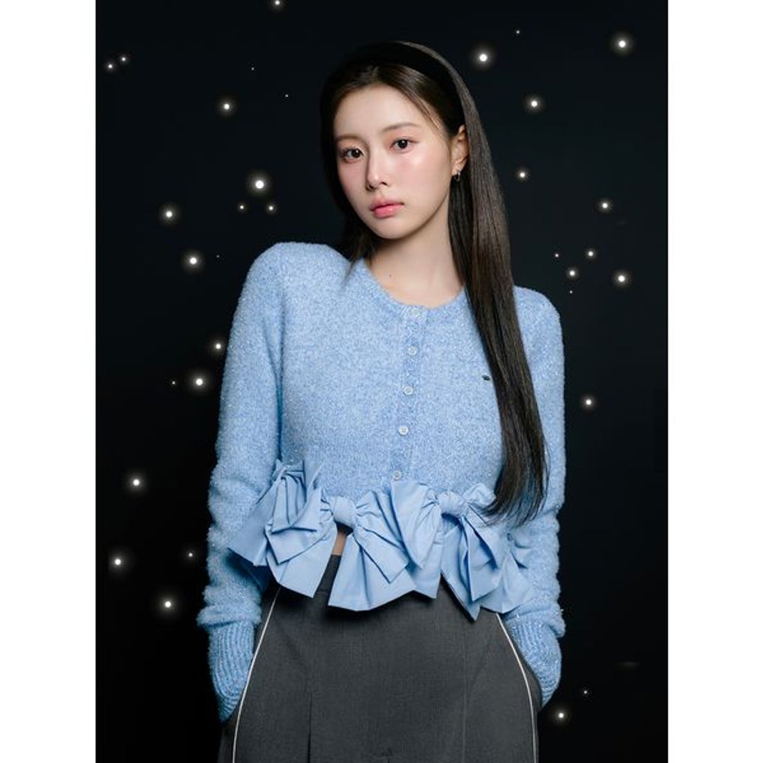 スナイデル SNIDEL リボンモチーフカーディガン （BLU