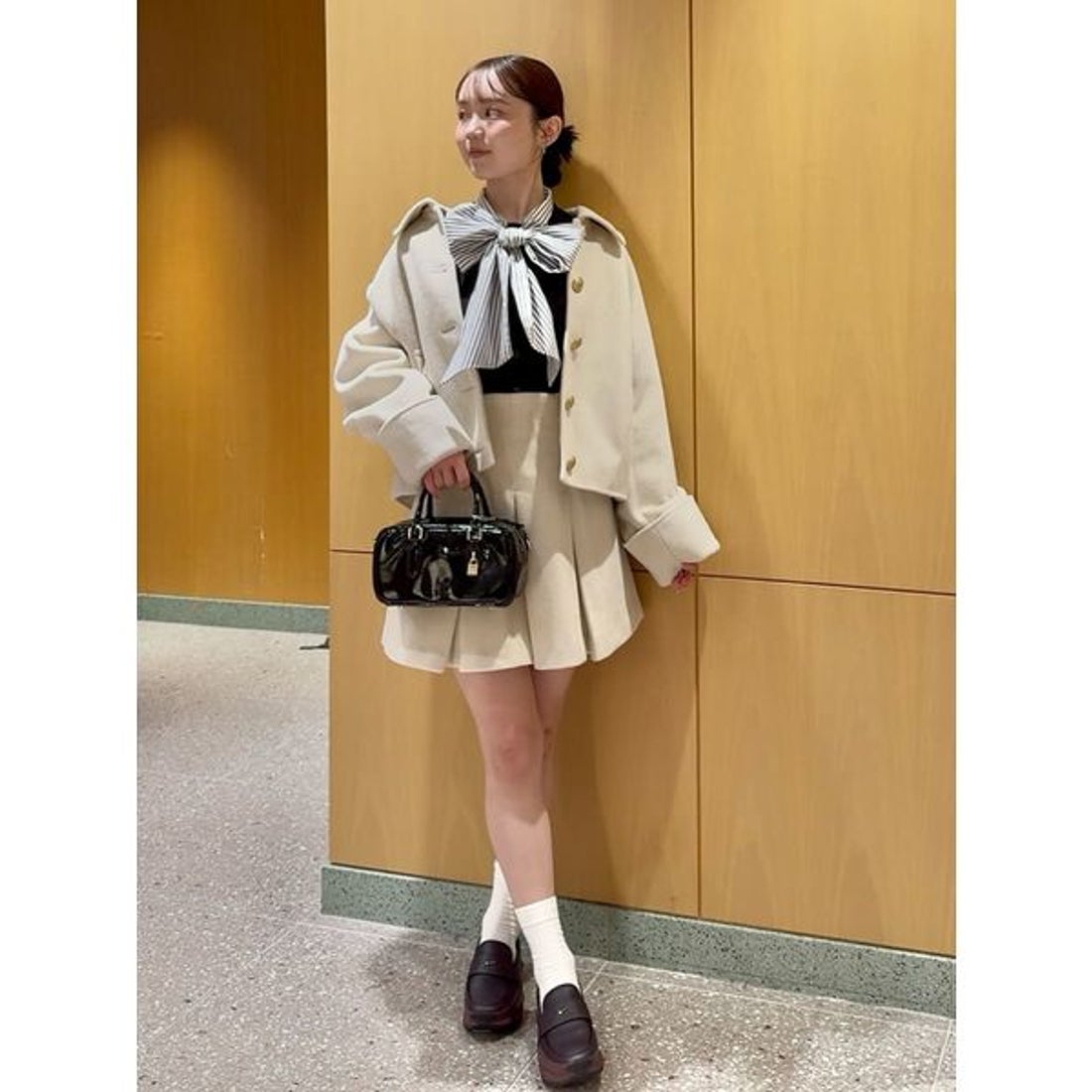 スナイデル SNIDEL ボウタイドッキングニットプルオーバー （BLK