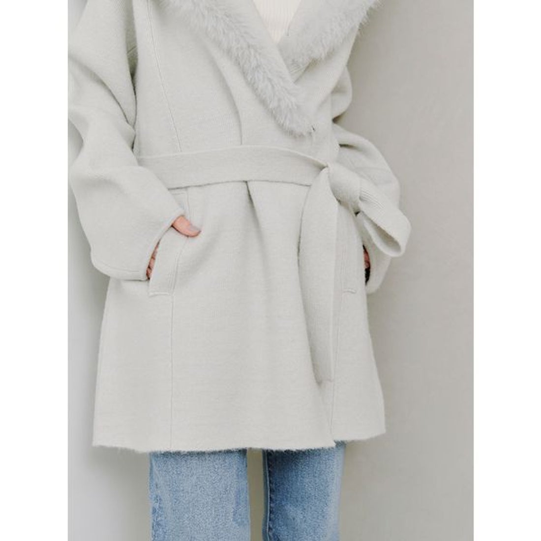 スナイデル SNIDEL ファーフードニットコート （IVR） -ファッション