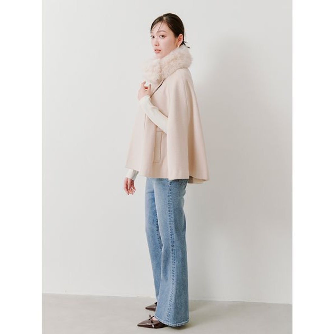 スナイデル SNIDEL ショートケープコート （GRY） -靴＆ファッション