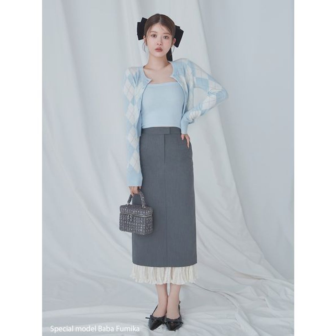 スナイデル SNIDEL アーガイルニットアンサンブル （LBLU