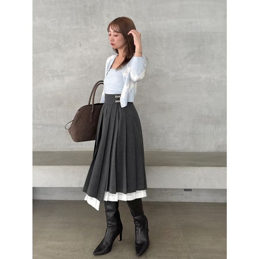 スナイデル SNIDEL アーガイルニットアンサンブル （LBLU