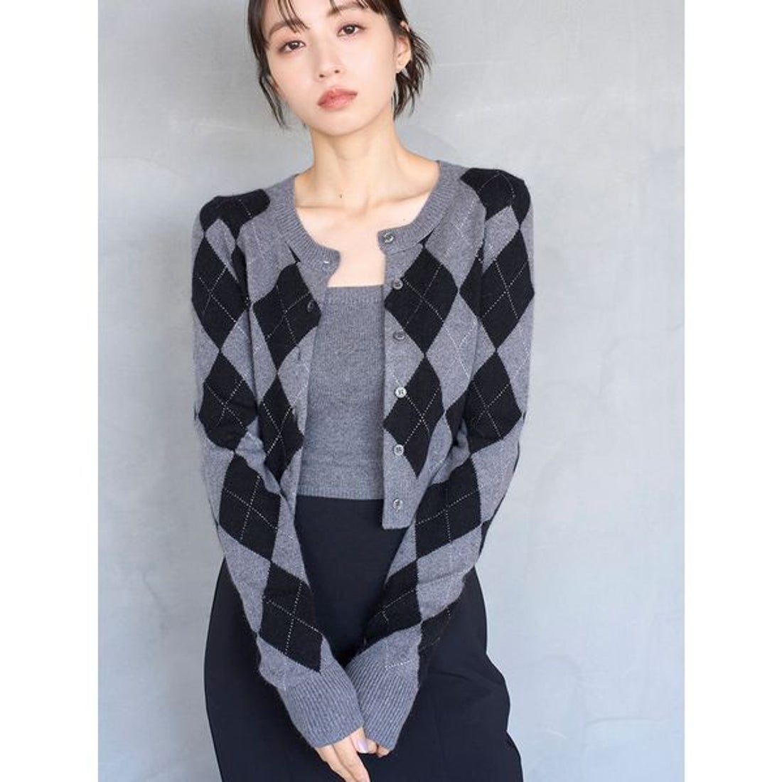 スナイデル SNIDEL アーガイルニットアンサンブル （LBLU