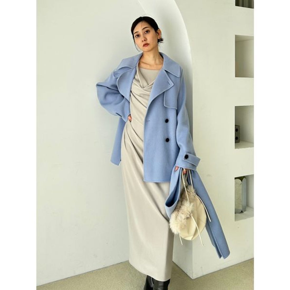 スナイデル SNIDEL 【HIGH QUALITY】スカーフ付きウールミドルコート