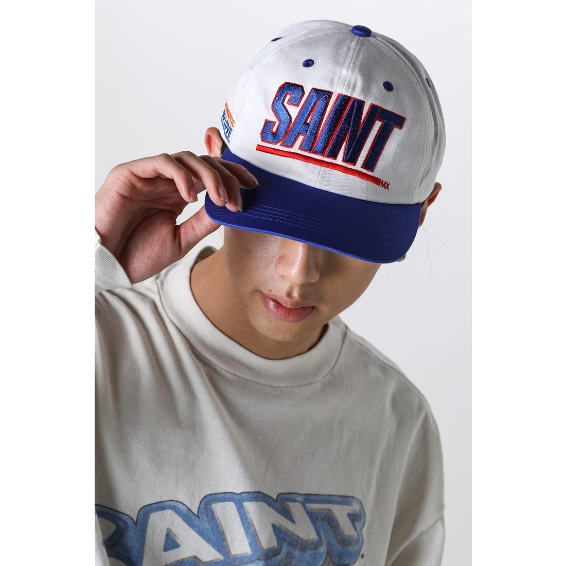 セントマイケル SAINT Mxxxxxx SAINT Cap （White / Blue