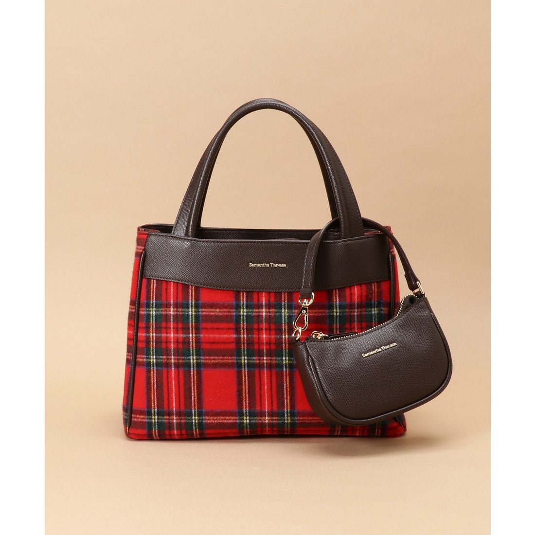 サマンサタバサ Samantha Thavasa スクエアシェイプ チェック柄バッグ
