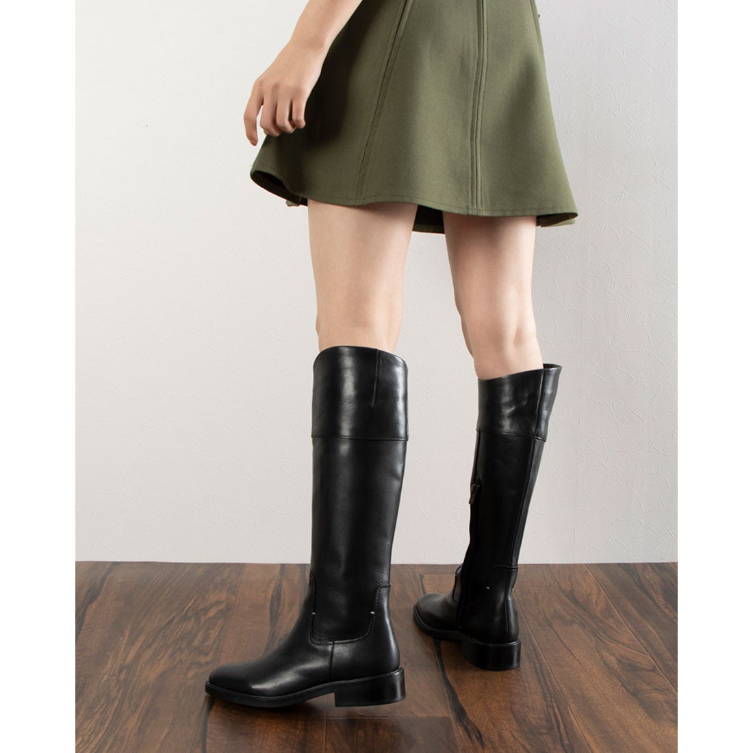 サヤ SAYA 3cm本革ジョッキーロングブーツ （ブラック） -【公式】ラボ