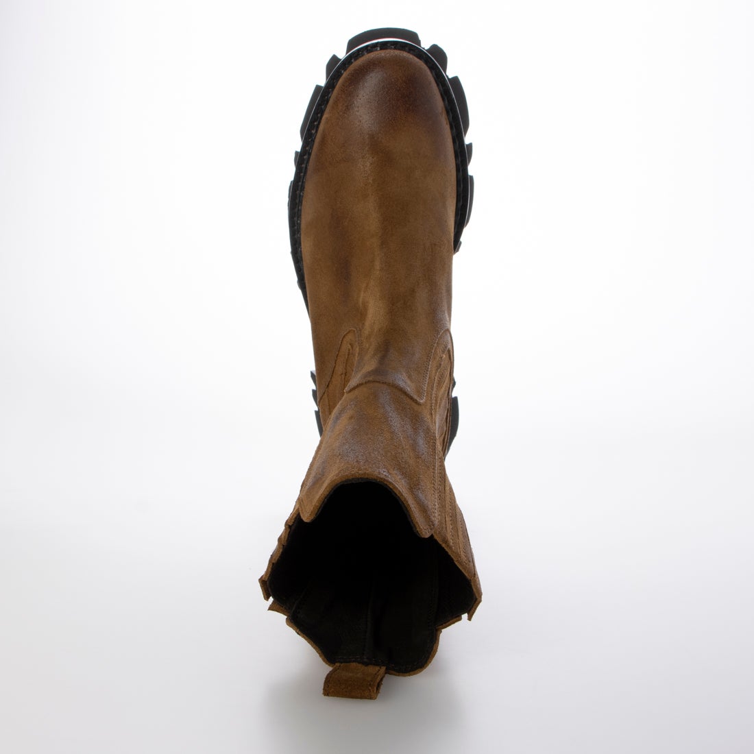 サヤ SAYA 5.5cm本革ラウンドトウ厚底チェルシーブーツ （ブラウン