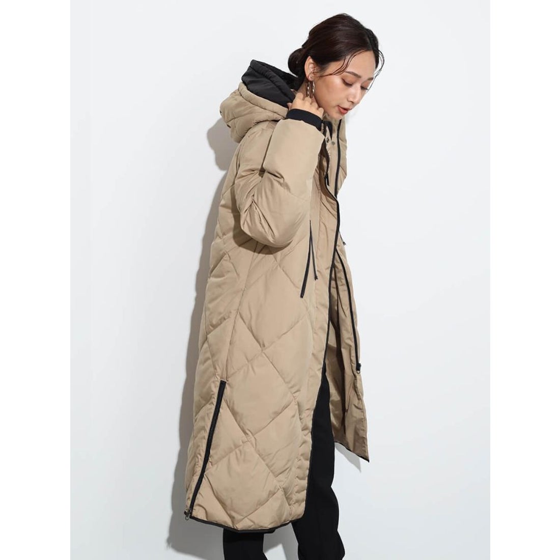 スコットクラブ SCOTCLUB バイカラーロングダウンコート （ブラック