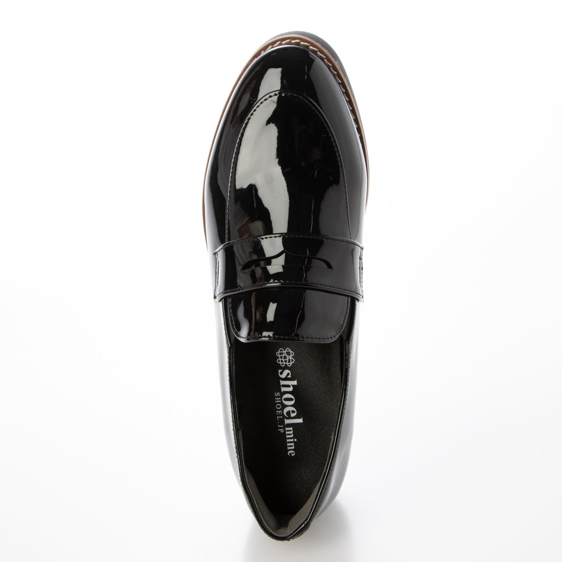 シュールマイン SHOEL mine 防水・厚底ローファー （ブラックエナメル