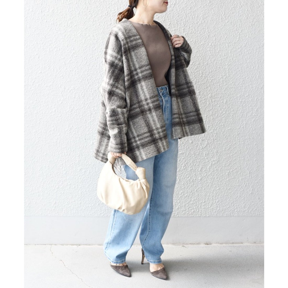 シップス SHIPS * 〈手洗い可能〉イタリアン チェック ショート 羽織り