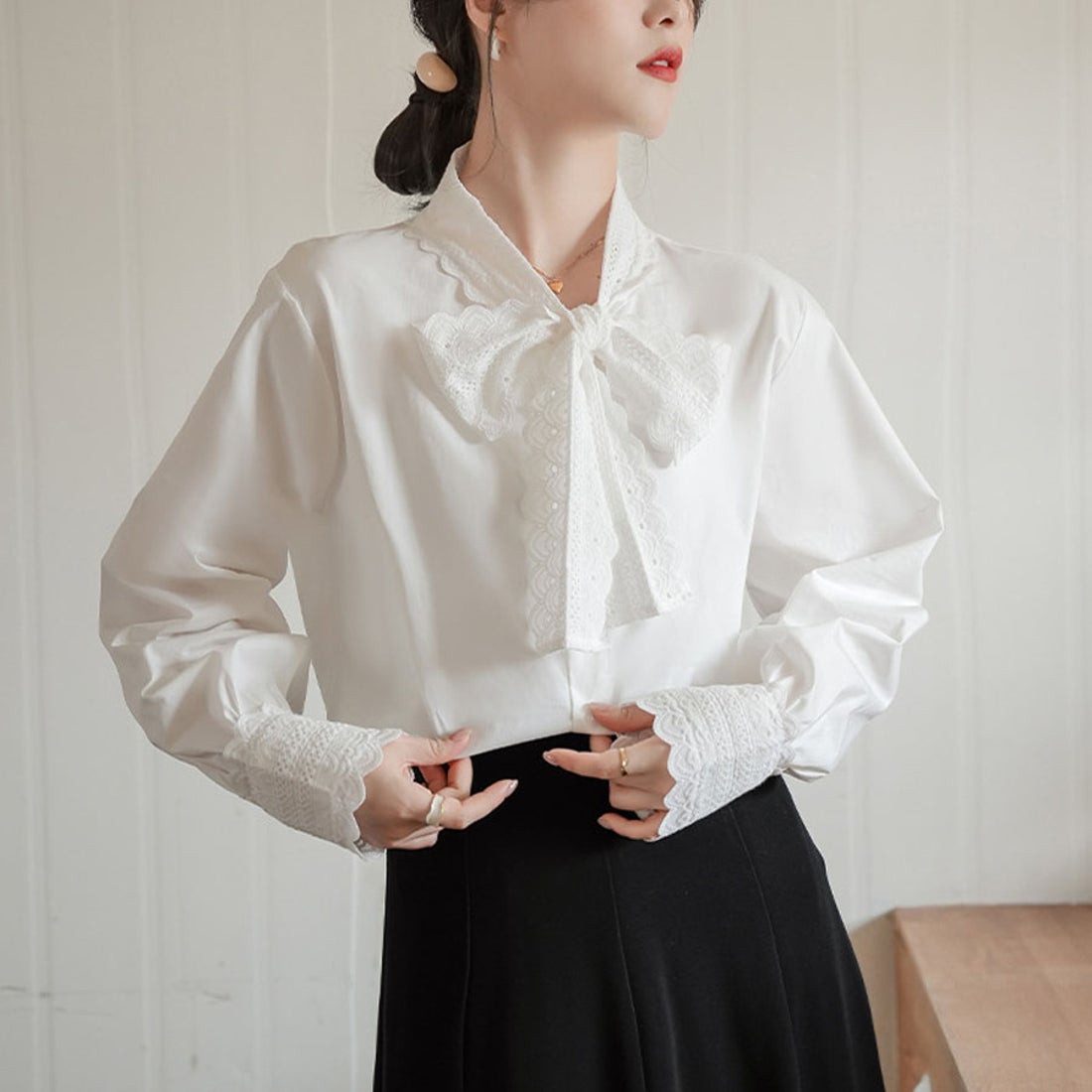 ショッピングゴー shoppinggo 春シャツ レディース リボン付きシャツ