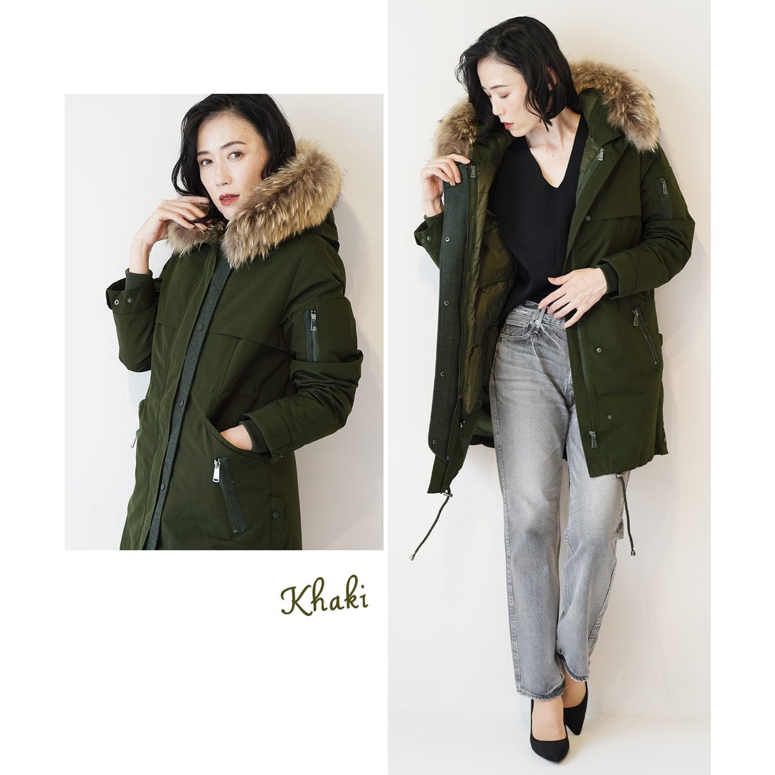 フィローモ Filomo [Filomo]モッズコートファーフード付き （カーキ