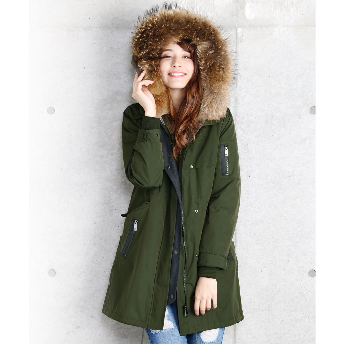 フィローモ Filomo [Filomo]モッズコートファーフード付き （カーキ