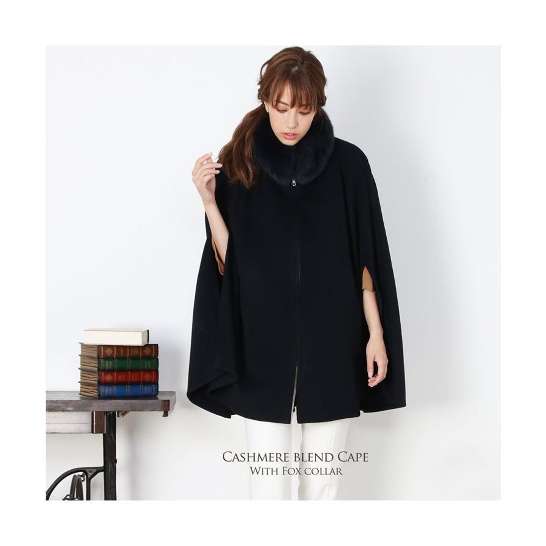 サンキョウショウカイ 三京商会 [Filomo]カシミヤ混 フォックス襟付き