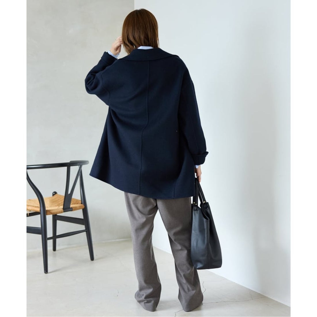 スローブ イエナ SLOBE IENA souple wool ダブルフェイスミドルコート