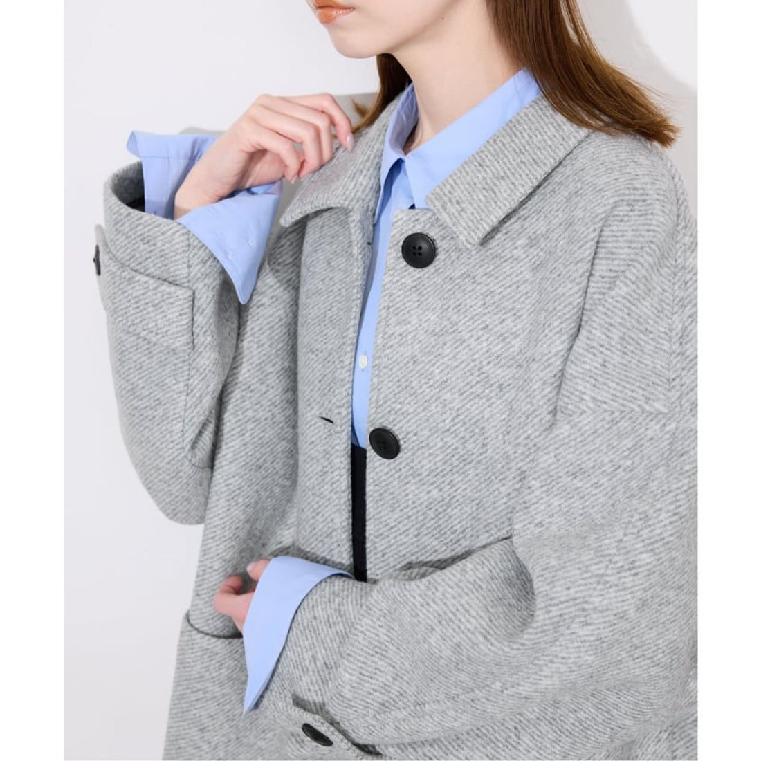 スローブ イエナ SLOBE IENA ツイードボンディングステンカラー