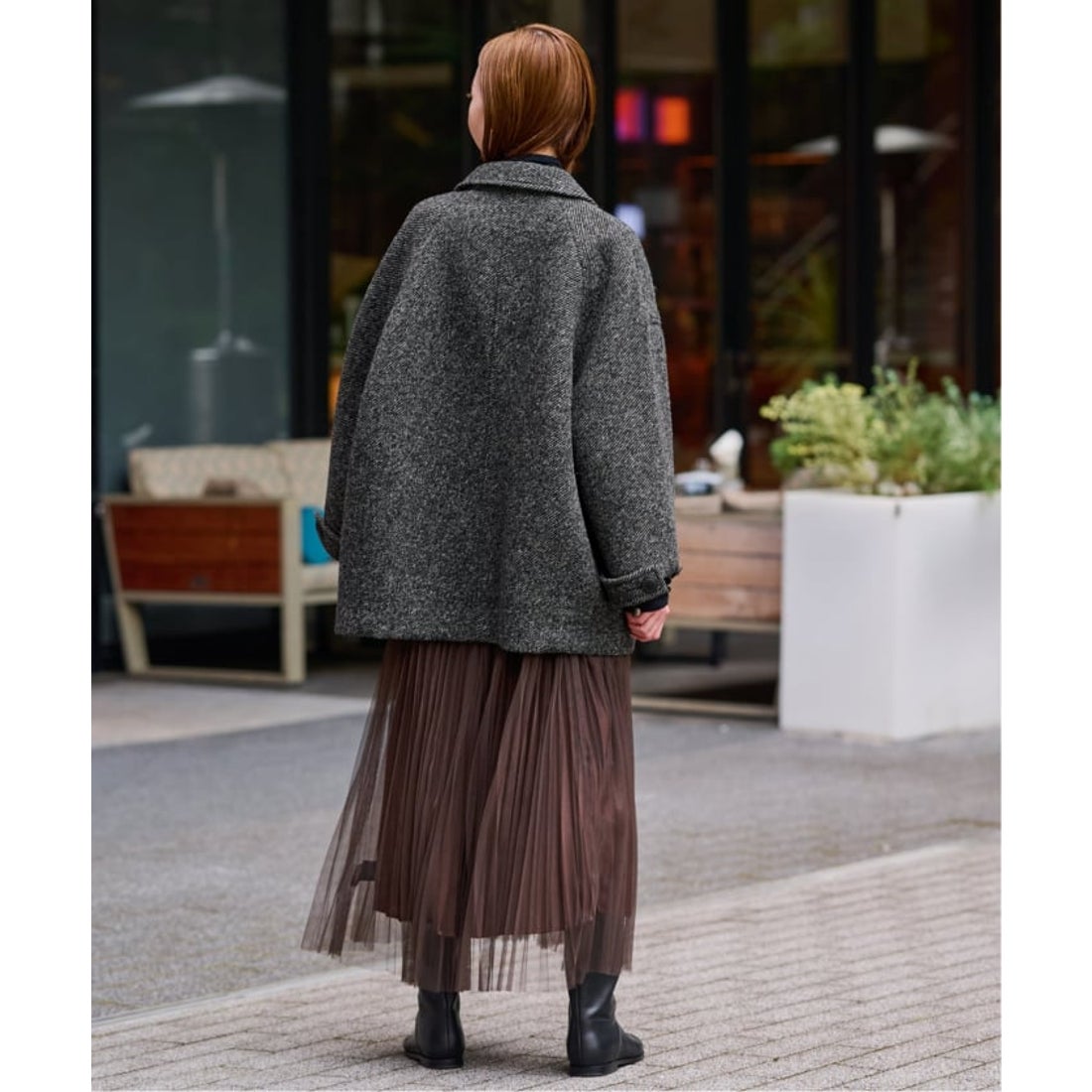 スローブ イエナ SLOBE IENA ツイードボンディングステンカラー