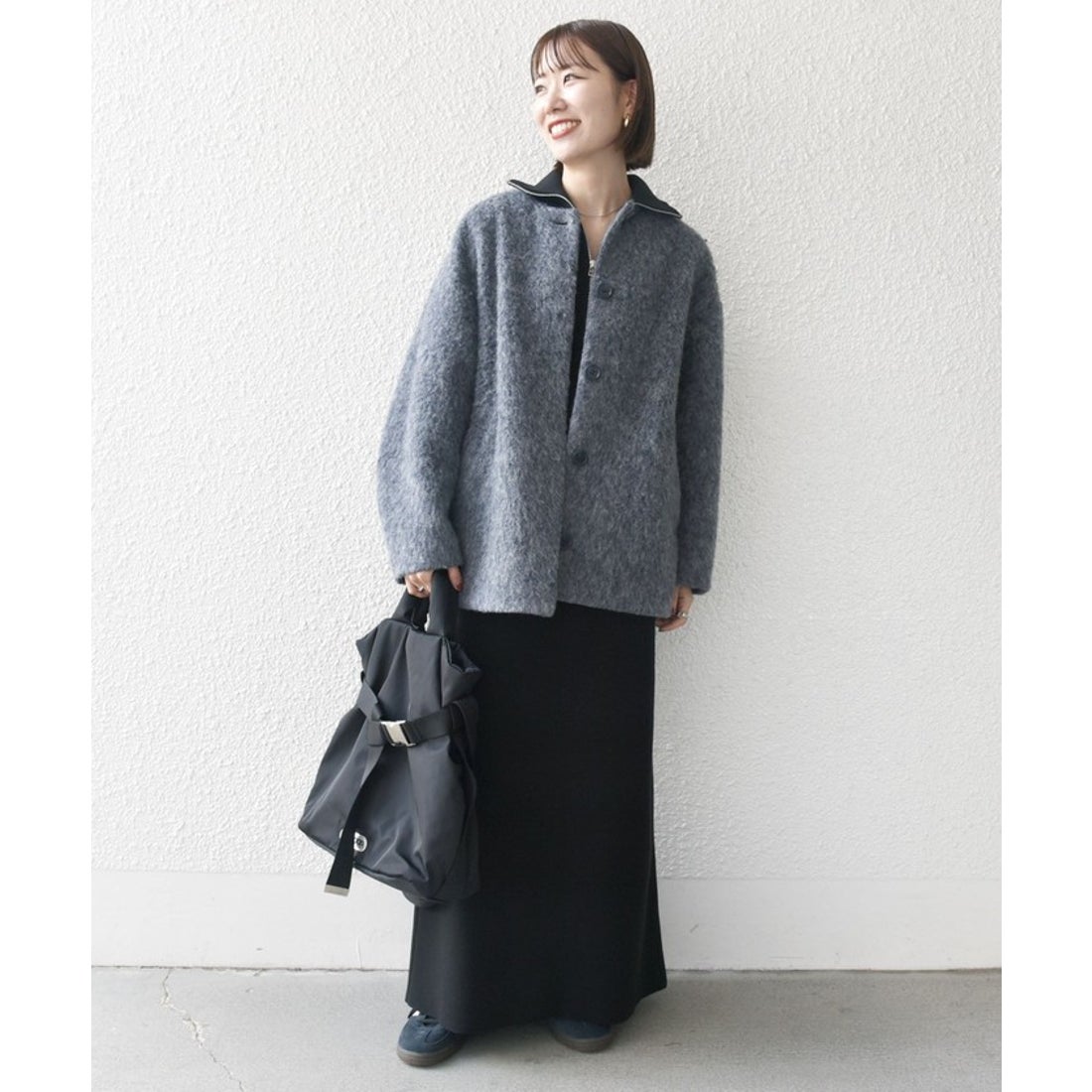 シップス エニィ SHIPS any SHIPS any: シャギー ノーカラー コクーン