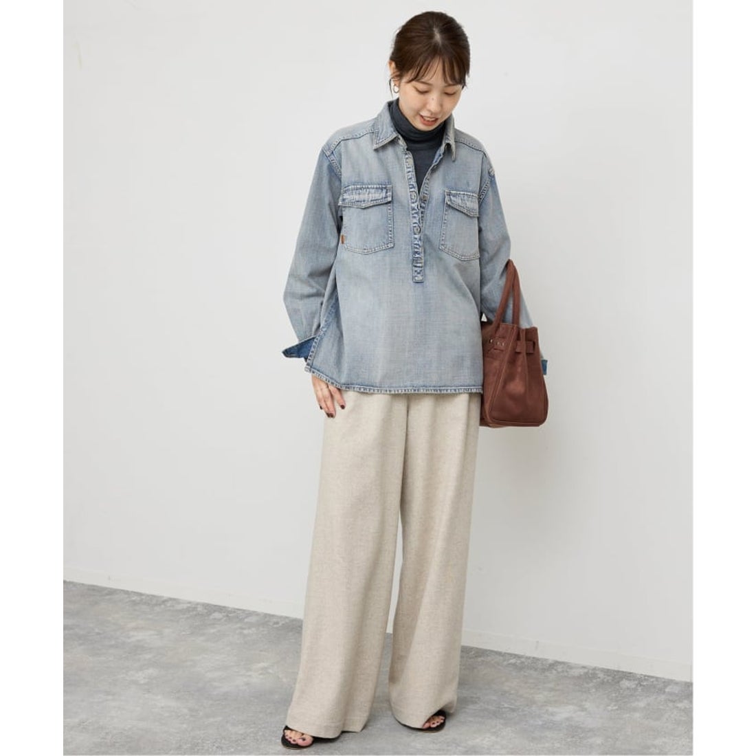 スピック＆スパン Spick & Span 5 1/2 PULLOVER SHIRT （サックス