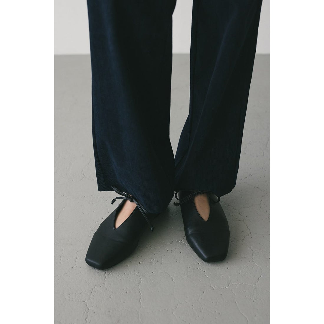 STYLEMIXER レースアップフラットシューズ BLK -ファッション通販