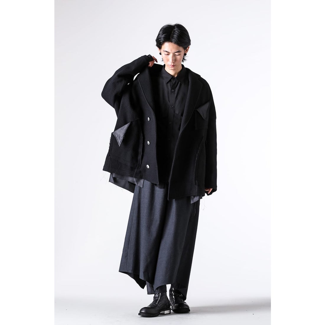 サルバム sulvam Short Broken Coat （Black Black） -FASCINATE
