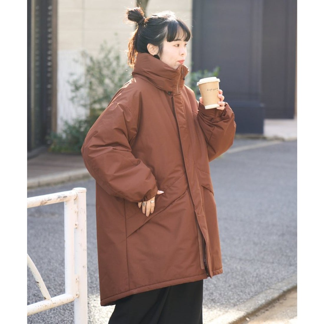 6 ROKU ショールフーデッドコート モカ パディングコート モンスター