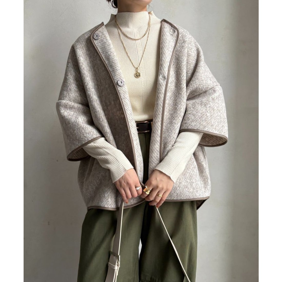 パル PAL 【DouDou】ウーレットポンチョ風アウター （black