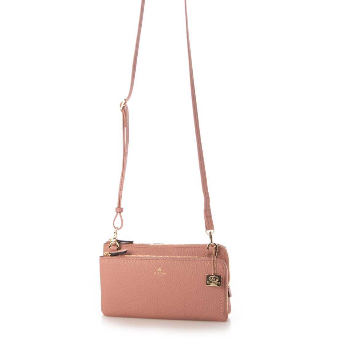 ペレボルサ PELLE BORSA 「レネット」財布ショルダー（コーラルピンク