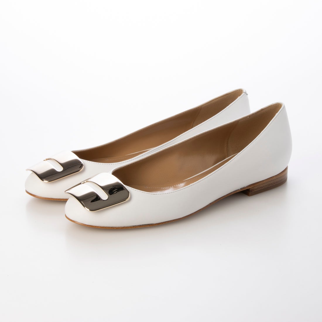 ペリーコ PELLICO GOLD ANELLI FIBBIA フラット パンプス （WHITE