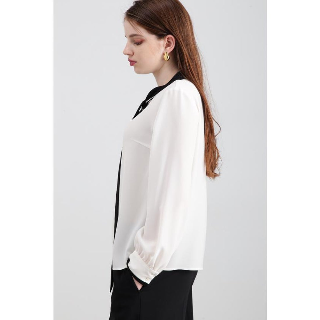 ピンキーアンドダイアン PINKY & DIANNE ◇バイカラーボウタイブラウス