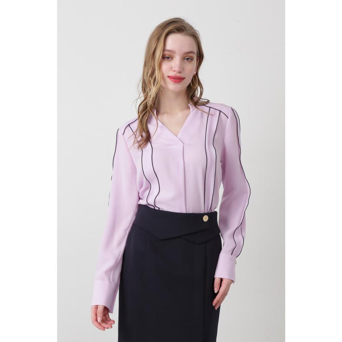 ピンキーアンドダイアン PINKY & DIANNE ◇バイカラーラインブラウス