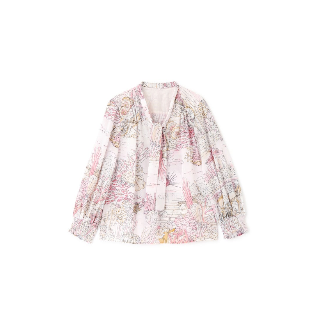 PINKY & DIANNE ノーティカルプリントブラウス ピンク1 -ファッション