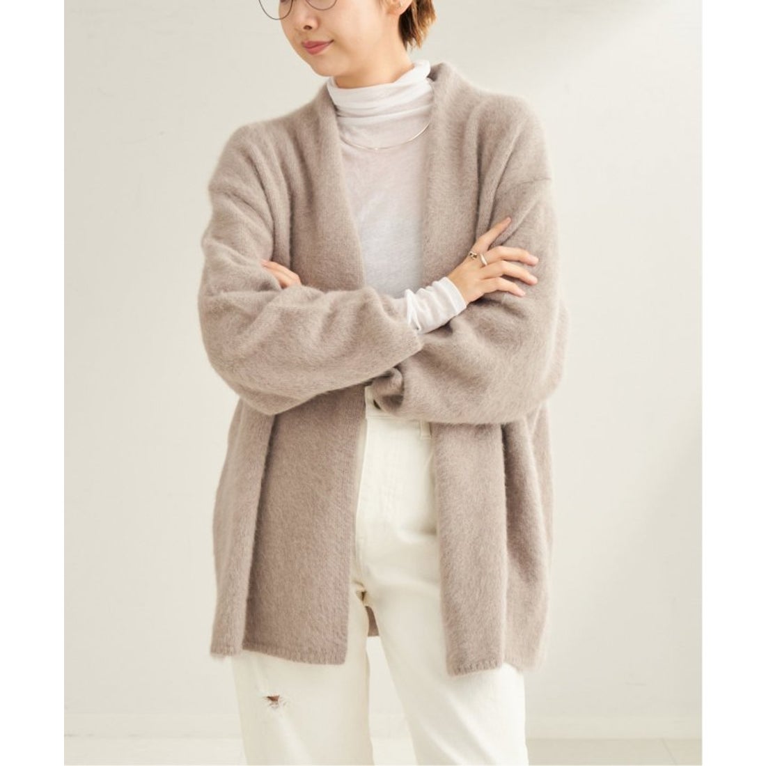 プラージュ Plage fox cashmere fur gown カーディガン （グレーC