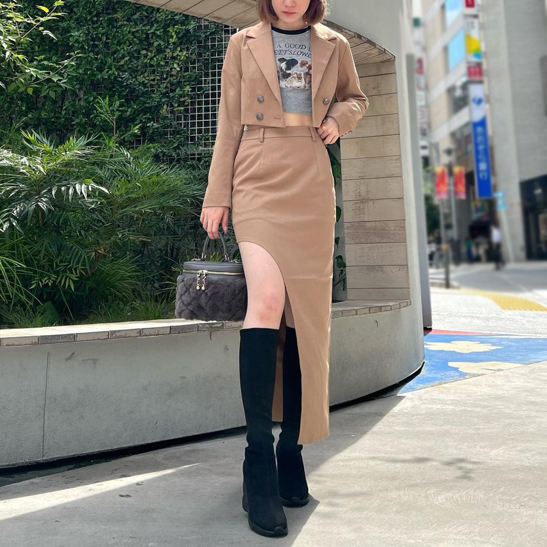 プラスダイアナ ＋diana ハイウェッジ ストレッチブーツ （黒人工