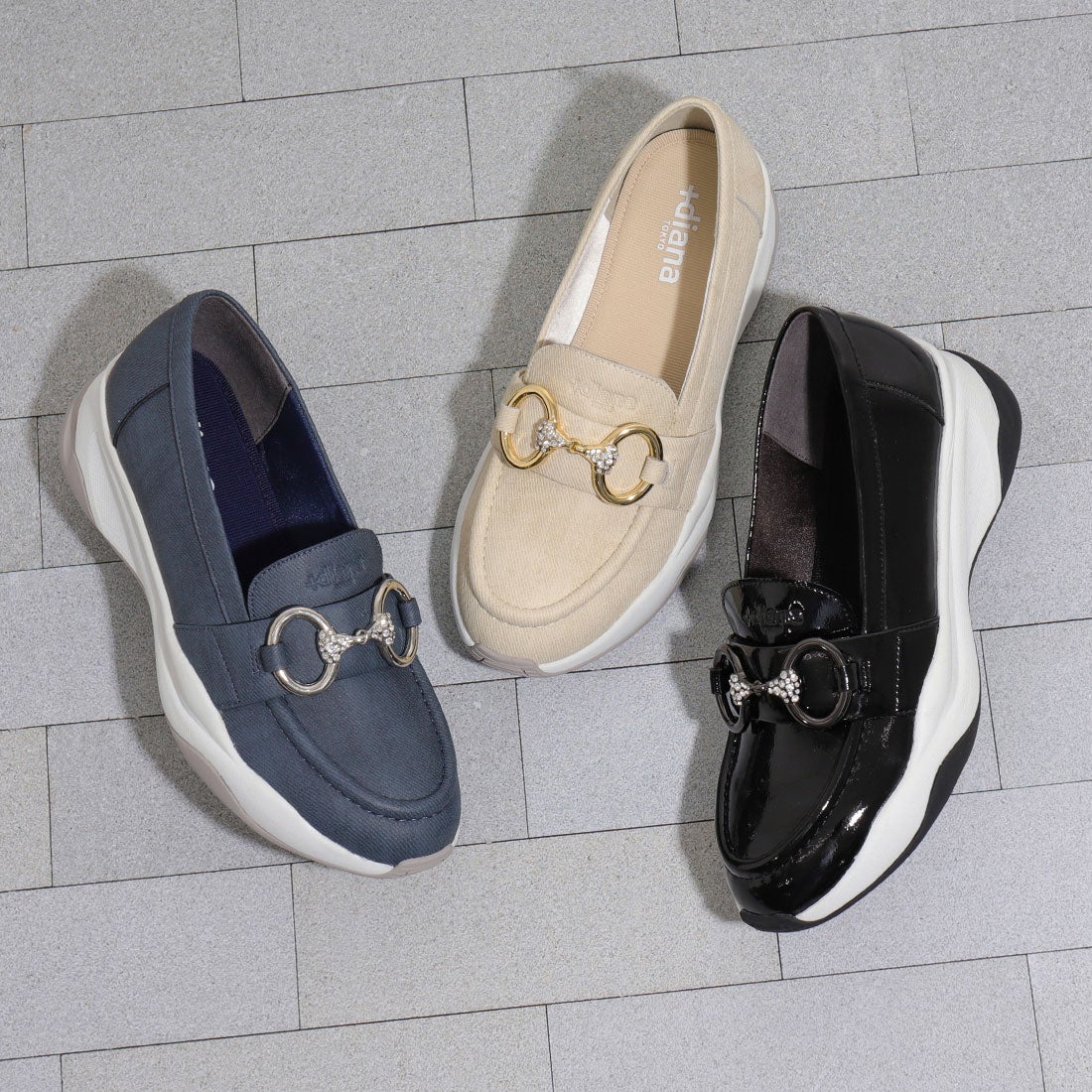 プラスダイアナ ＋diana カジュアルビットローファー （アイボリー人工