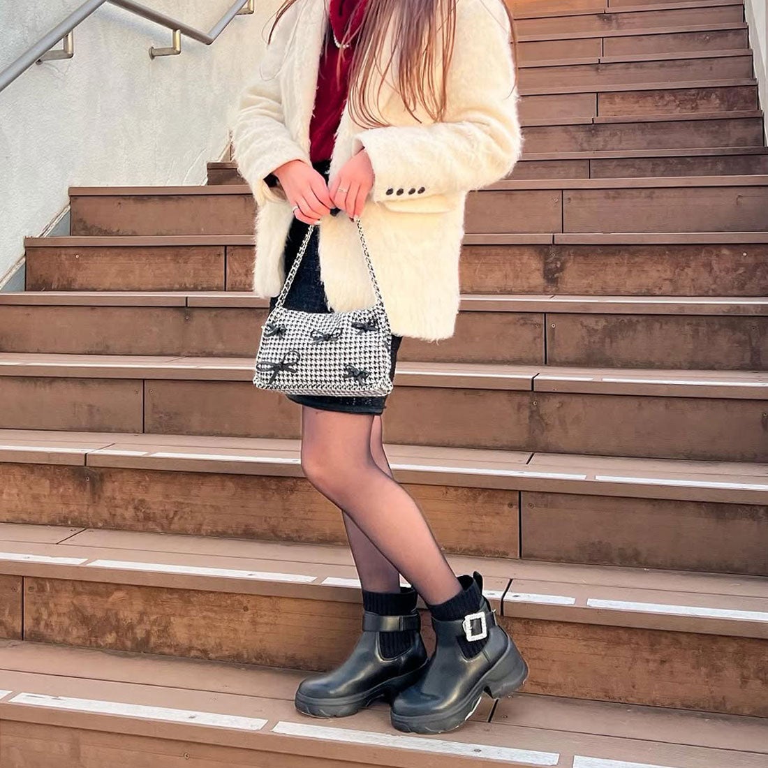 プラスダイアナ ＋diana 【撥水加工】クリスタルバックルショート