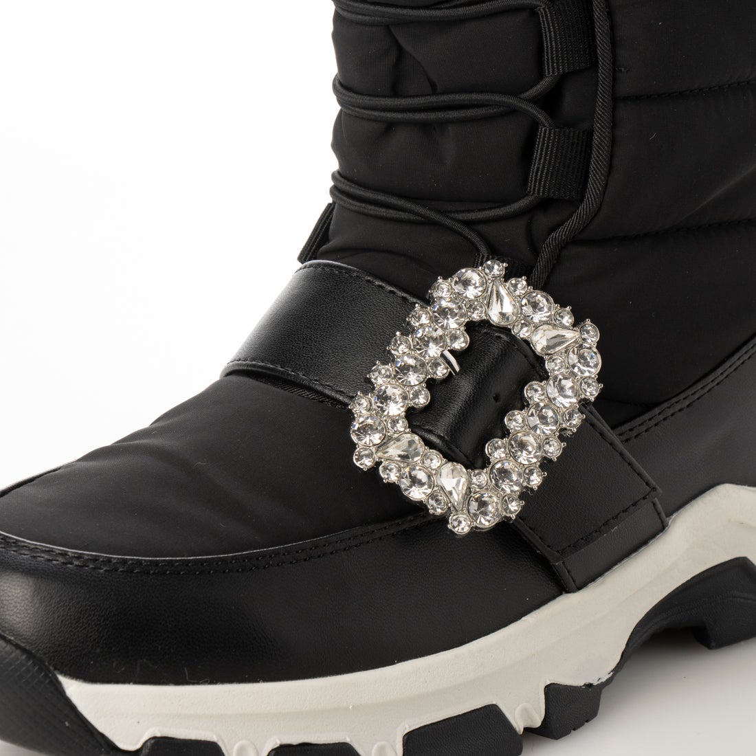 プラスダイアナ ＋diana クリスタルバックル ミドル丈スノーブーツ