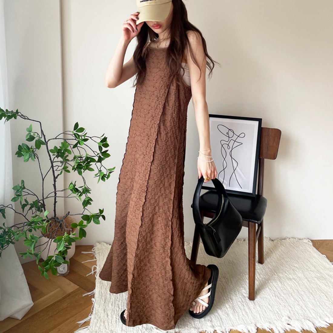 ジーラ GeeRA 夏にぴったり！ジャガードキャミソールノースリーブ