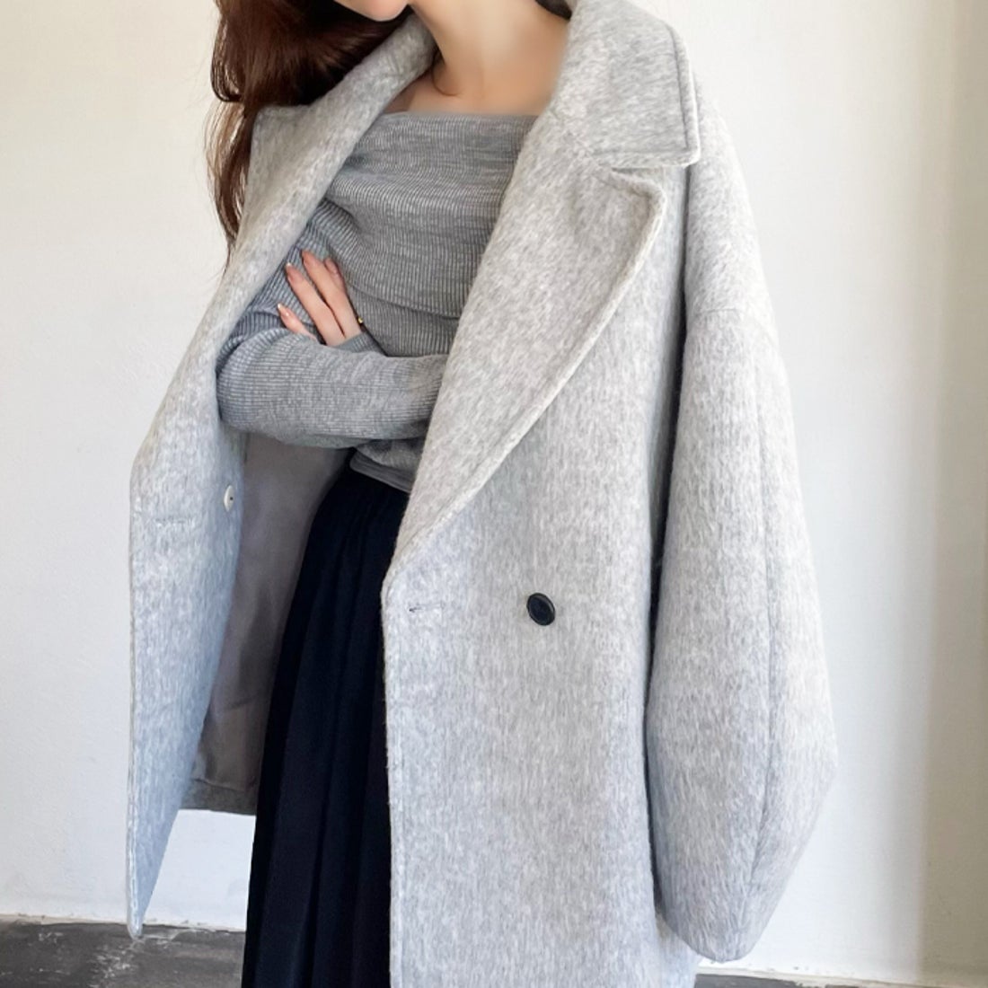 ジーラ GeeRA 《YOUING. コラボ》ミドル丈シャギーコート （ライト