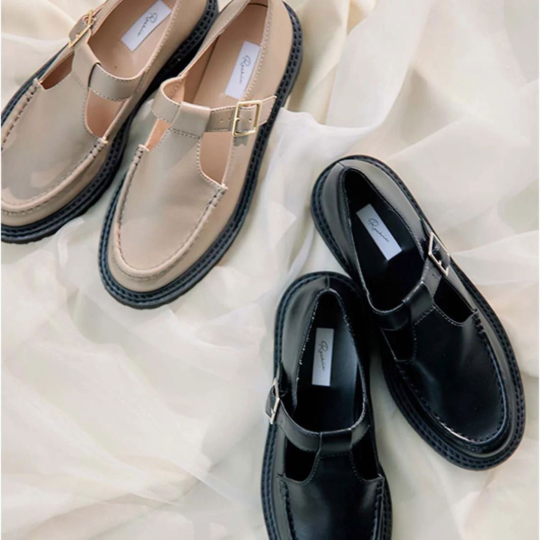 ラシックドット Rachic. Tストラップシューズ （ブラック） -靴