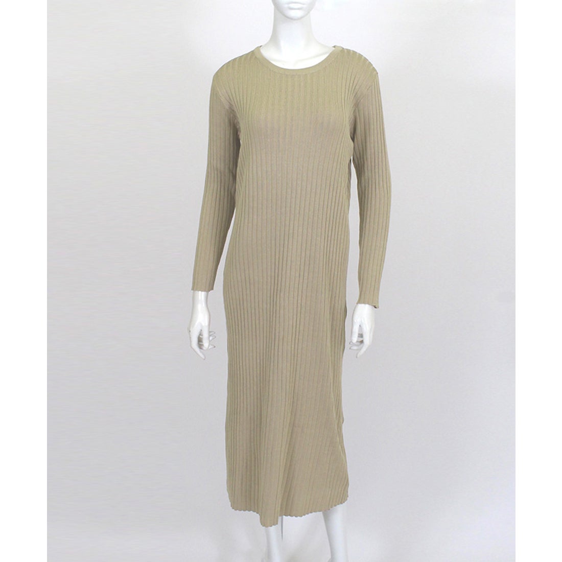 リフ Riff 長袖リブニットワンピース リブ編み ロングワンピース 長袖