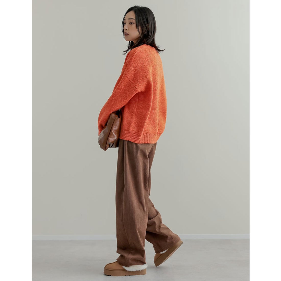 リエディ Re:EDIT [静電気防止]モヘアライクニットトップス （オレンジ