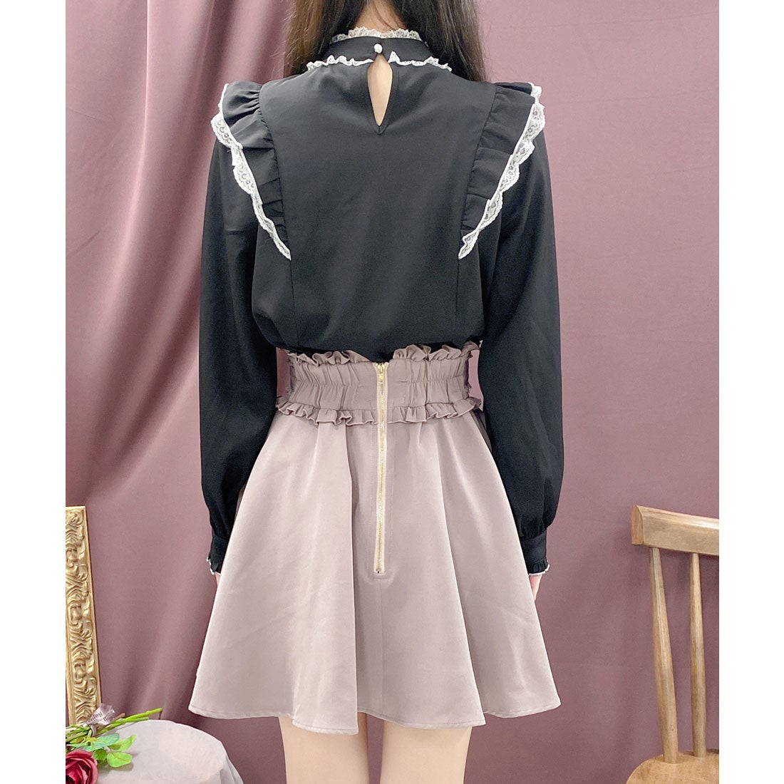 ロジータ ROJITA ハートバックルラッフルフリルブラウス （ブラック