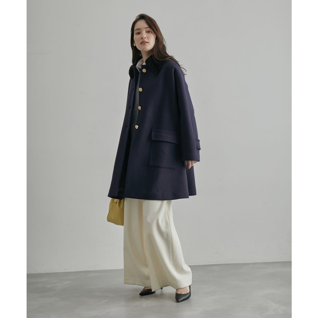 ロペ ROPE' 【2way】ノーカラー/エコファー付け襟 メルトン Aライン