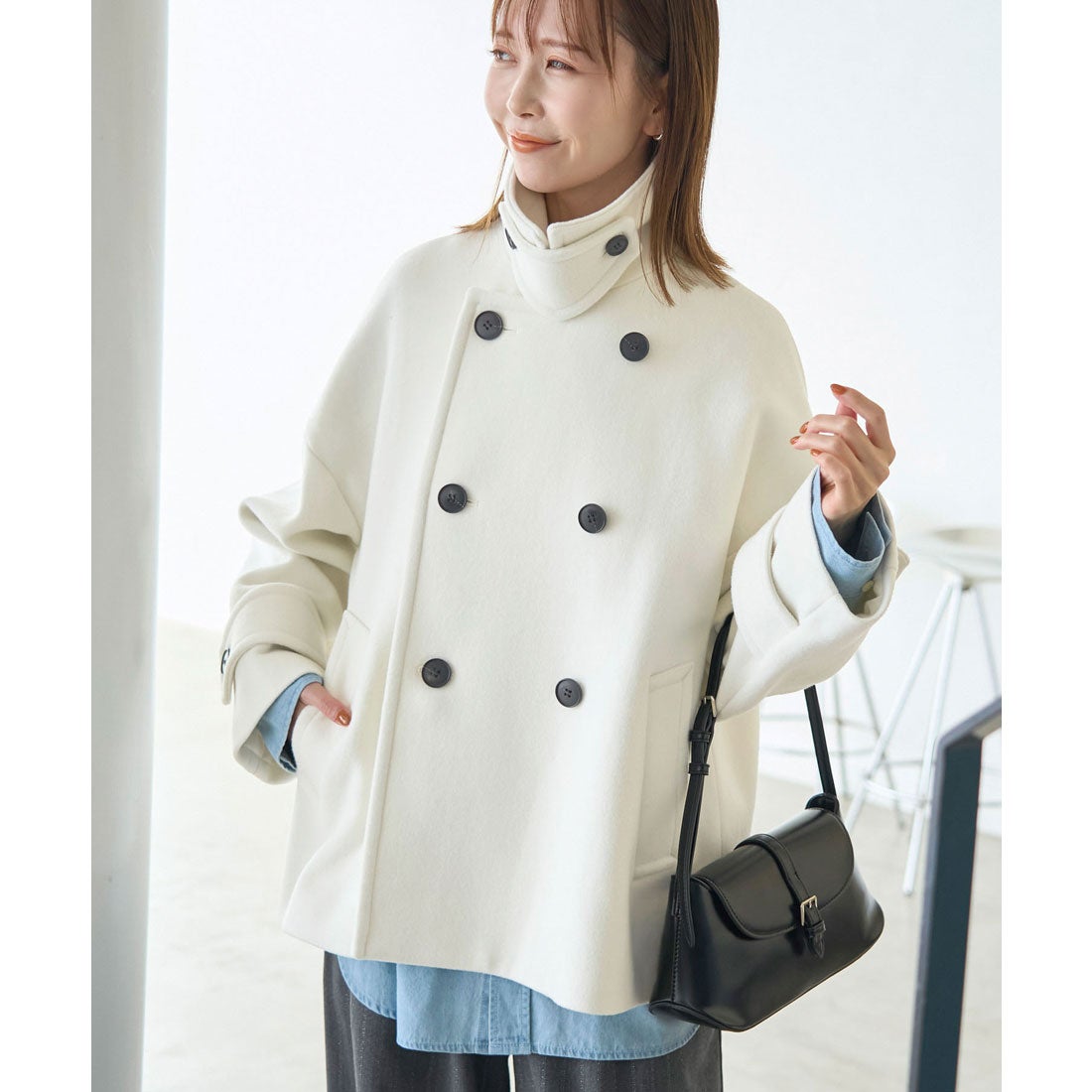 ロペピクニック ROPE' PICNIC ウールショートコート （オフホワイト