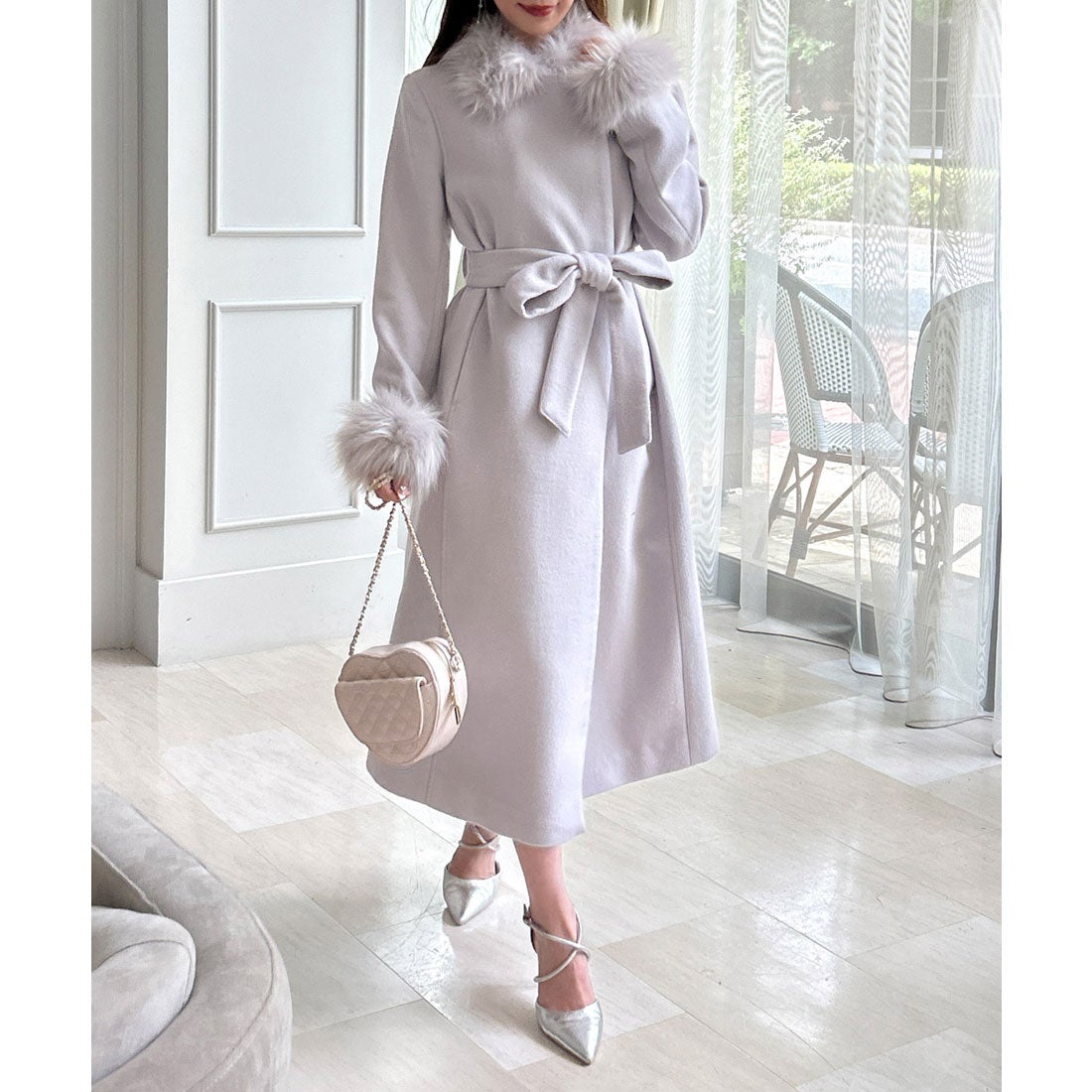 ロイヤルパーティー ROYAL PARTY ウールガウンコート （ライトグレー