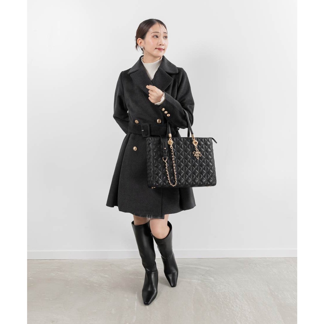 ランダ RANDA 【A4対応】2WAYキルティングラージバッグ （BLACK） -靴