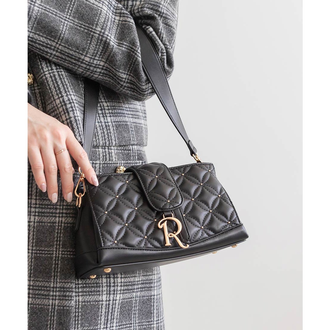 ランダ RANDA 2WAYゴールドチャームキルティングバッグ （BLACK） -靴