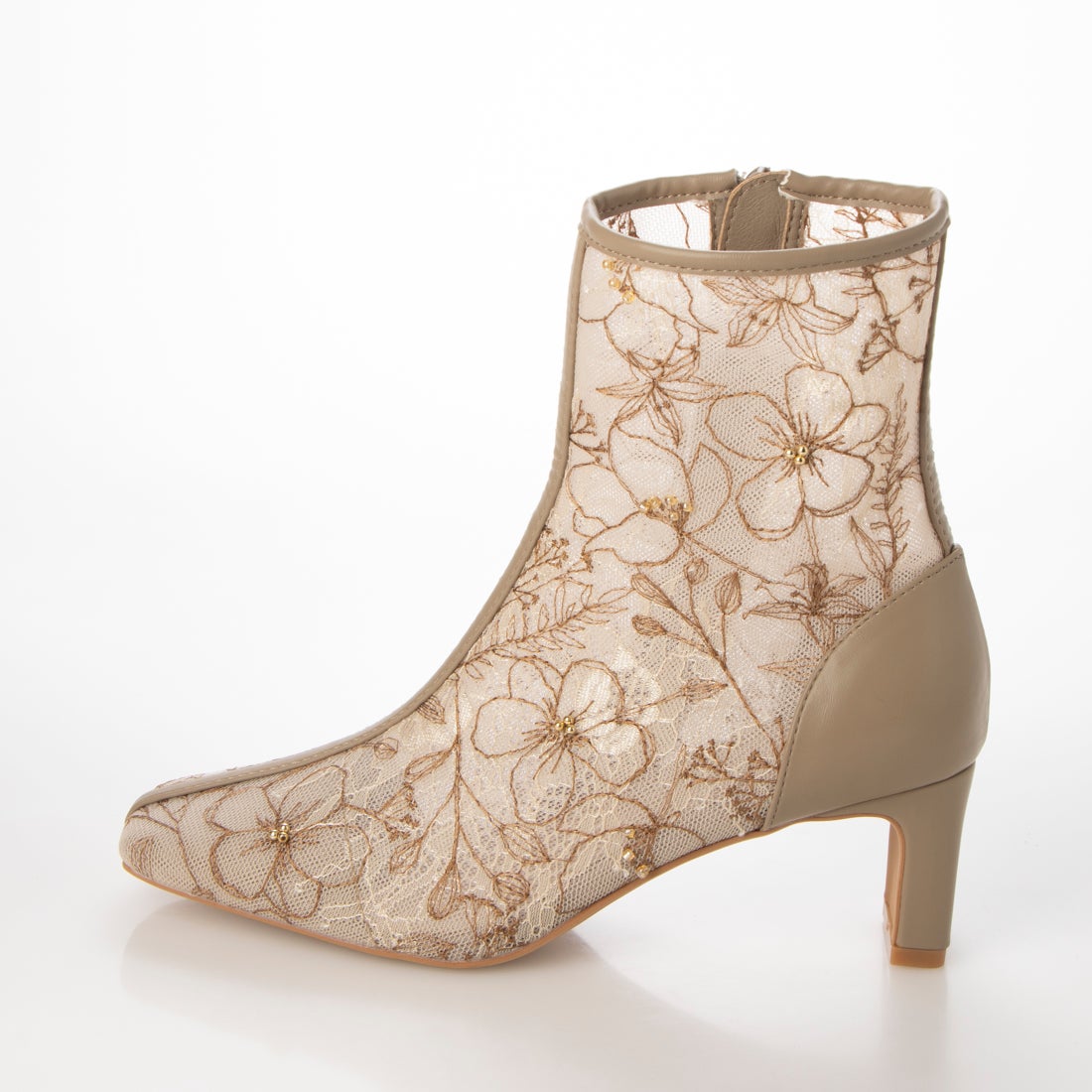 ランダ RANDA フラワー刺繍ショートブーツ （BEIGE） -アウトレット